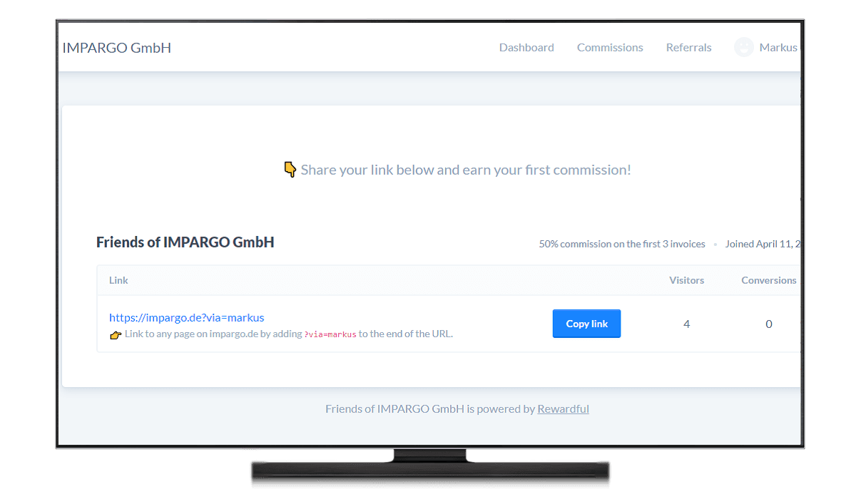 rewardful dashboard