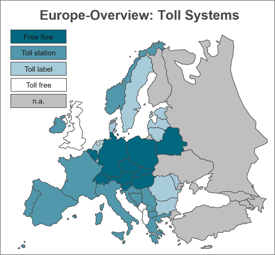 hgv toll systems in europe overview map