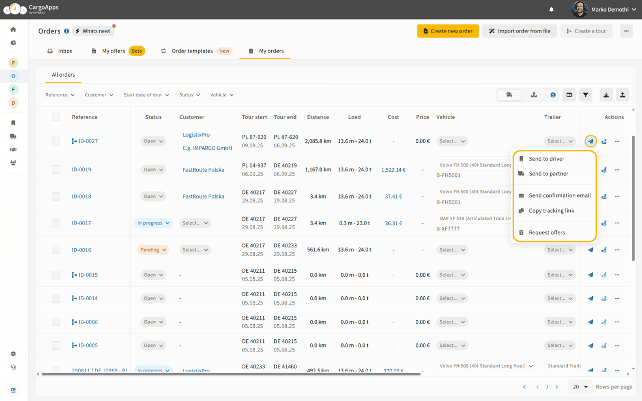 send-order-to-drivers-partners-impargo-tms