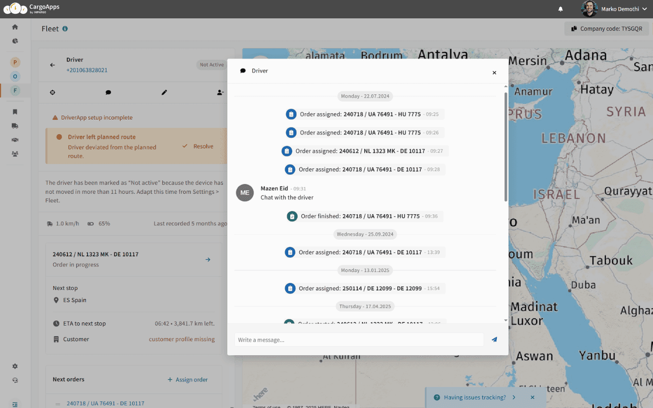 chat-with-drivers-function-impargo-tms