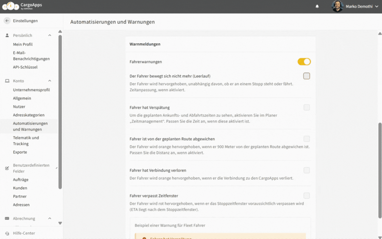 Automatisierung-Warnmeldungen-Flottenmanagement-Impargo-TMS