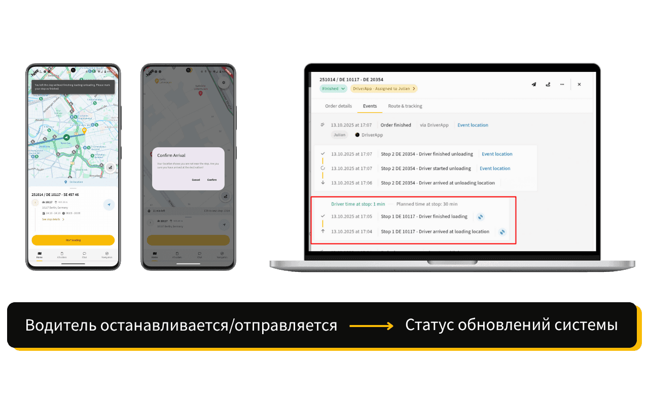 Автоматическое обновление статуса через GPS с IMPARGO TMS