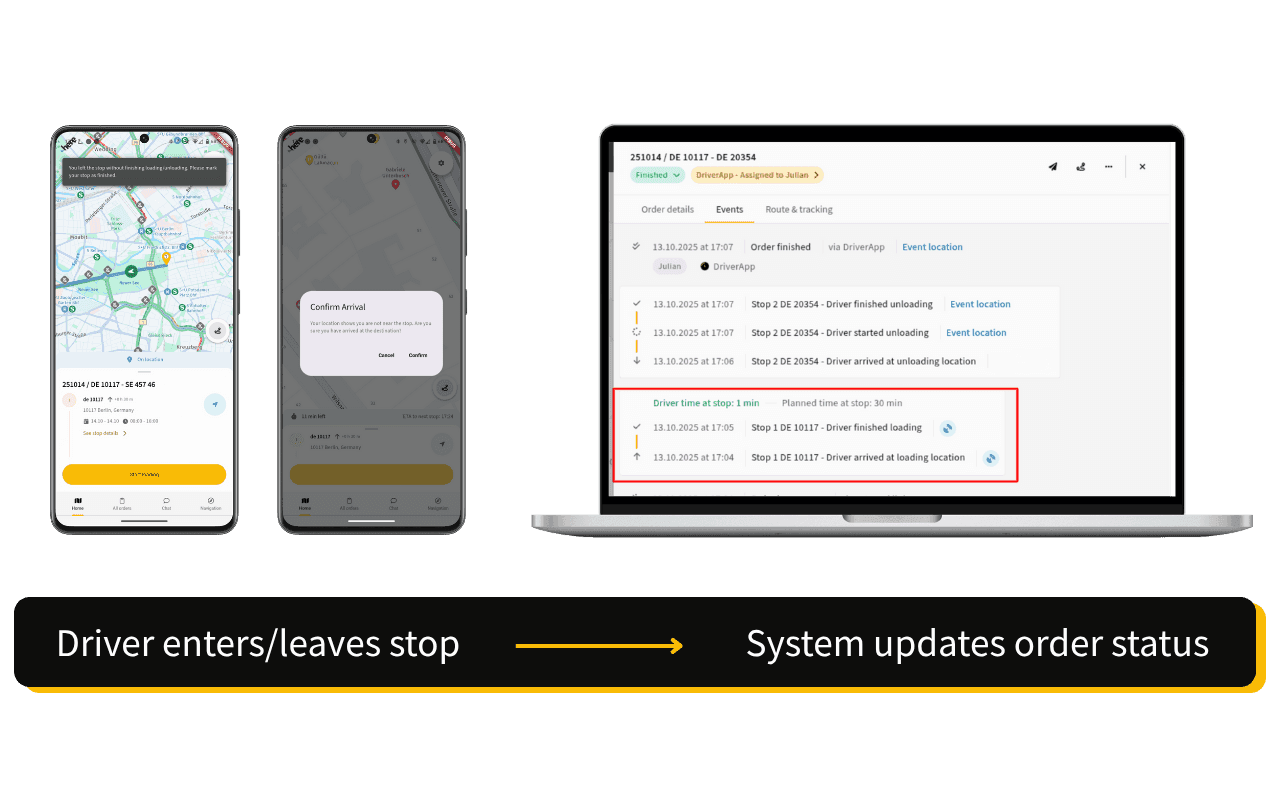 Automatic status updates via GPS with IMPARGO TMS